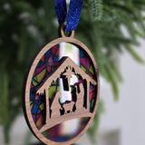 Nativity Ornament – Mary with Manger layered ornament detail