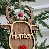 Personalized Reindeer Christmas Ornament personalized name detail