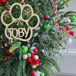 Pet Paw Ornament – Personalized Dog & Cat Christmas Tree Decor layered ornament detail