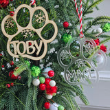 Pet Paw Ornament – Personalized Dog & Cat Christmas Tree Decor layered ornament detail