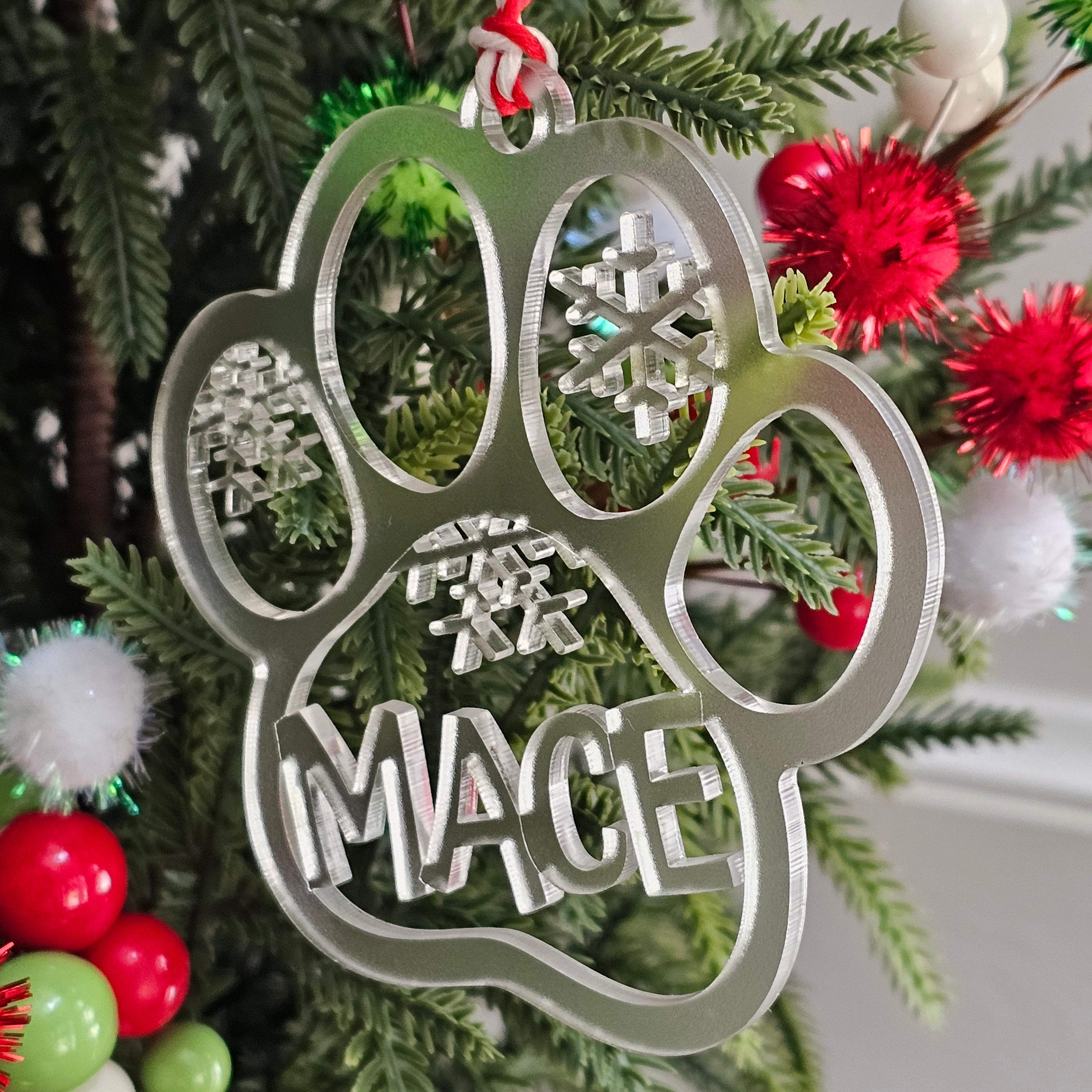 Pet Paw Ornament – Personalized Dog & Cat Christmas Tree Decor Christmas tree decor view