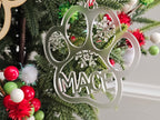 Clear Frosted paw print ornament with snowflakes 