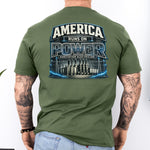 Substation Electrician Shirt – America Runs on Power Tee in Sport Grey shirt color