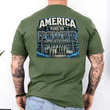 Substation Electrician Shirt – America Runs on Power Tee in Sport Grey shirt color