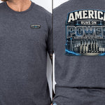Substation Electrician Shirt – America Runs on Power Tee in White shirt color