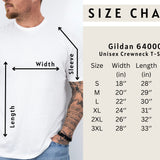 Gildan 64000 unisex t-shirt size chart