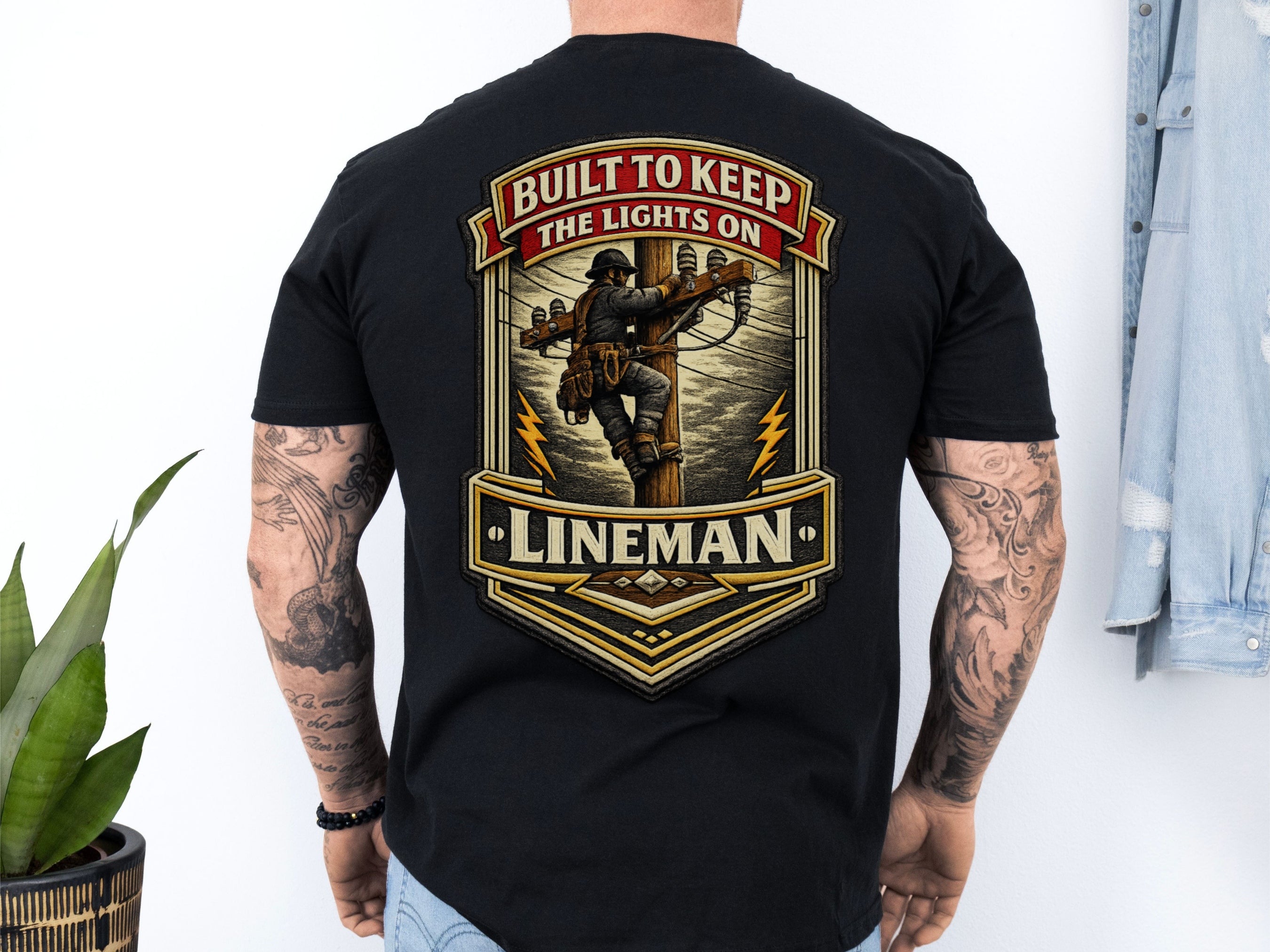Lineman Shirt Built to Keep the Lights On Back Print Tee