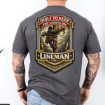 Lineman Shirt Built to Keep the Lights On Back Print Tee in Charcoal shirt color