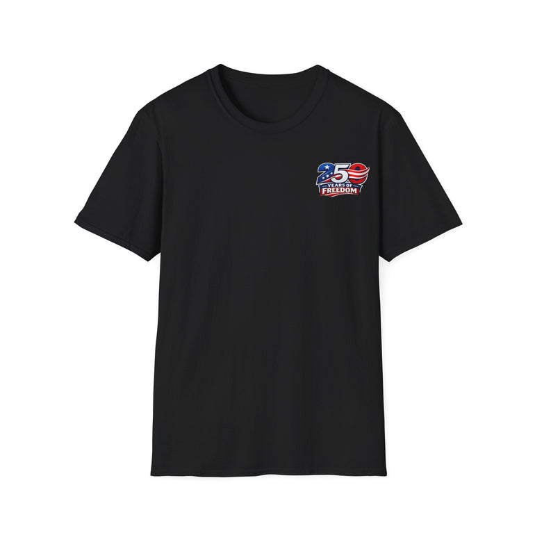 250 Years of Freedom T-Shirt – 1776–2026 Patriotic We The People Tee in Dark Heather shirt color