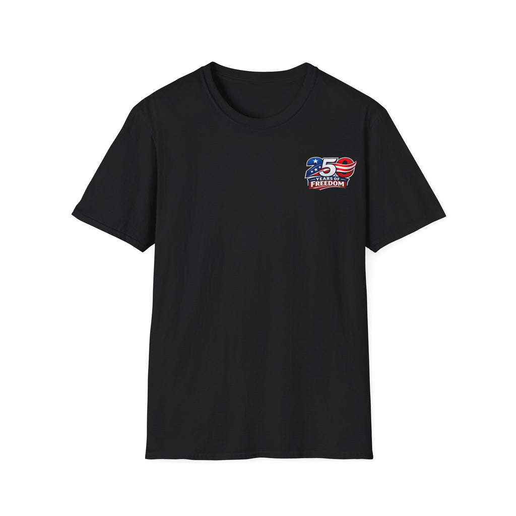250 Years of Freedom T-Shirt – 1776–2026 Patriotic We The People Tee in Dark Heather shirt color