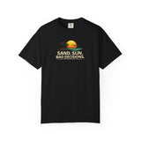 Funny Raccoon Beach Vacation Shirt – Sand Sun Bad Decisions Tee in Pepper shirt color