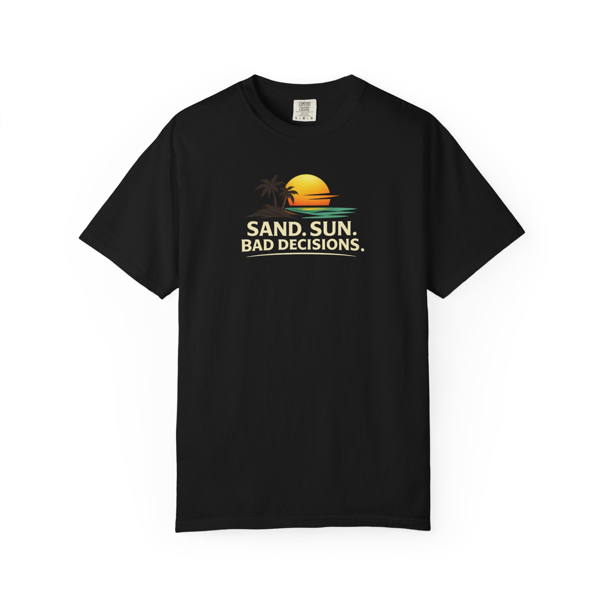 Funny Raccoon Beach Vacation Shirt – Sand Sun Bad Decisions Tee in Pepper shirt color