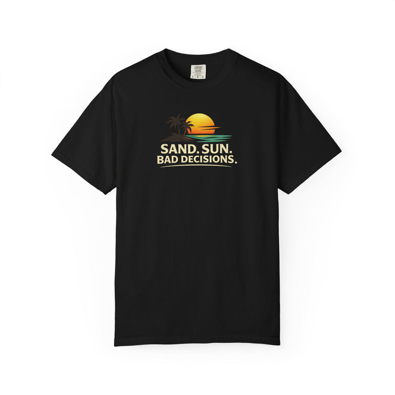 Funny Raccoon Beach Vacation Shirt – Sand Sun Bad Decisions Tee in Pepper shirt color