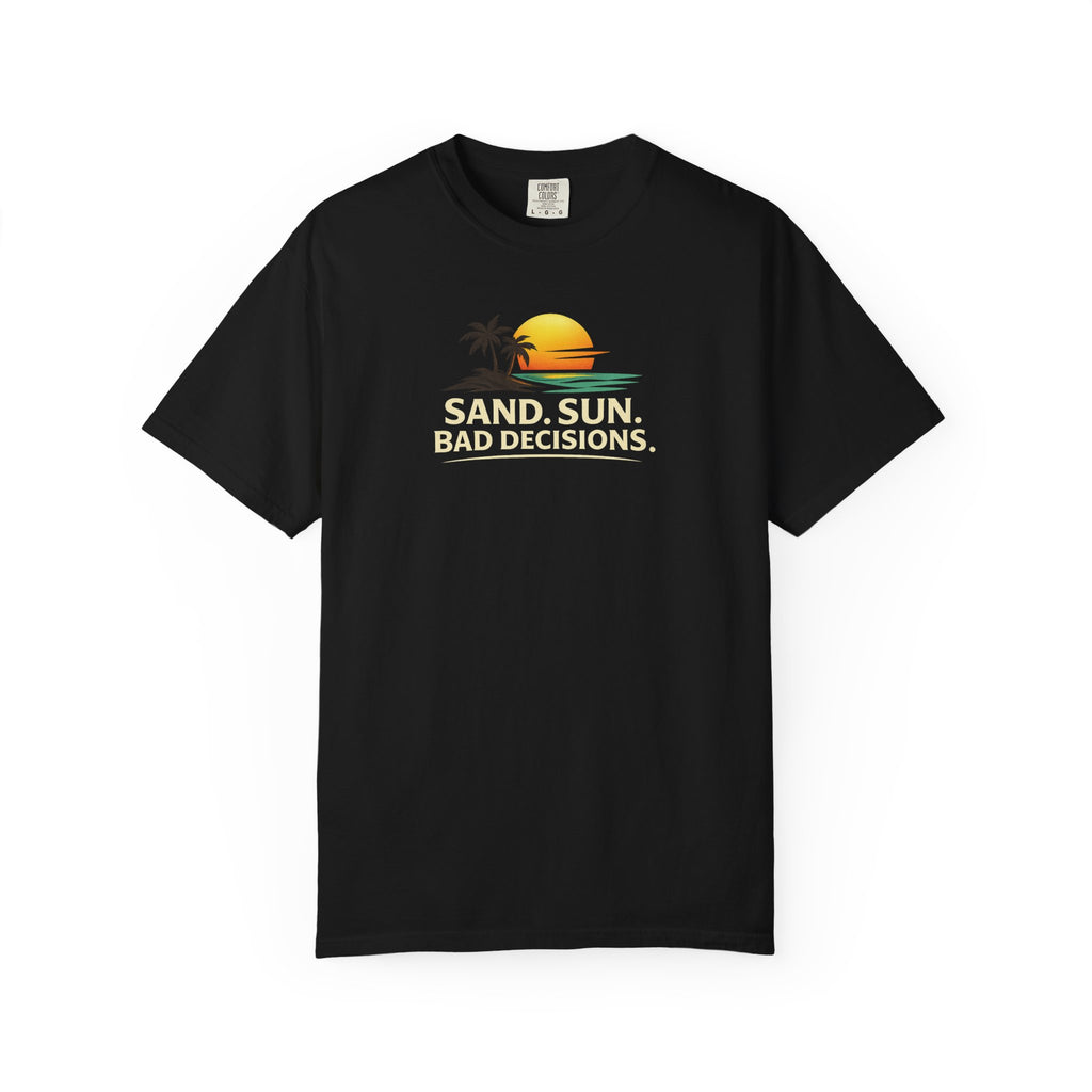 Funny Raccoon Beach Vacation Shirt – Sand Sun Bad Decisions Tee in Pepper shirt color