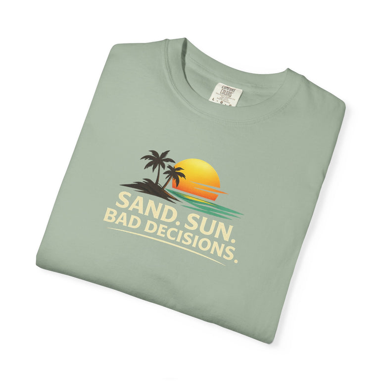 Funny Raccoon Beach Vacation Shirt – Sand Sun Bad Decisions Tee in Black shirt color