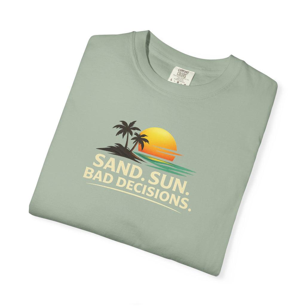 Funny Raccoon Beach Vacation Shirt – Sand Sun Bad Decisions Tee in Black shirt color