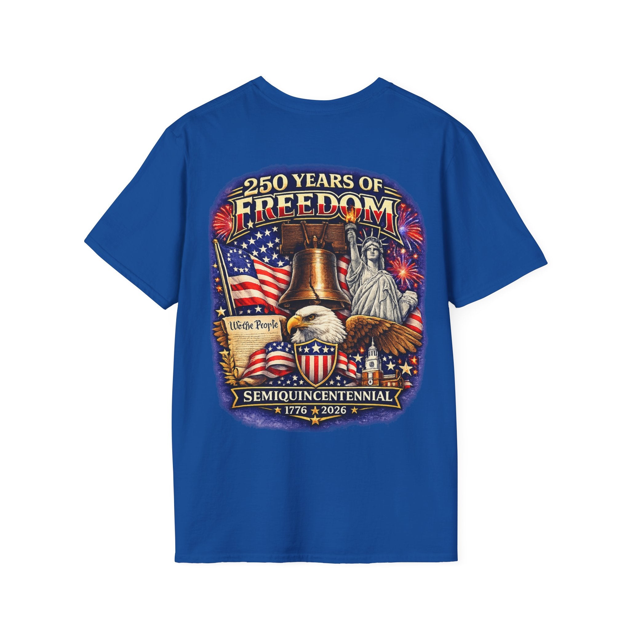 250 Years of Freedom T-Shirt – 1776–2026 Patriotic We The People Tee in Royal shirt color