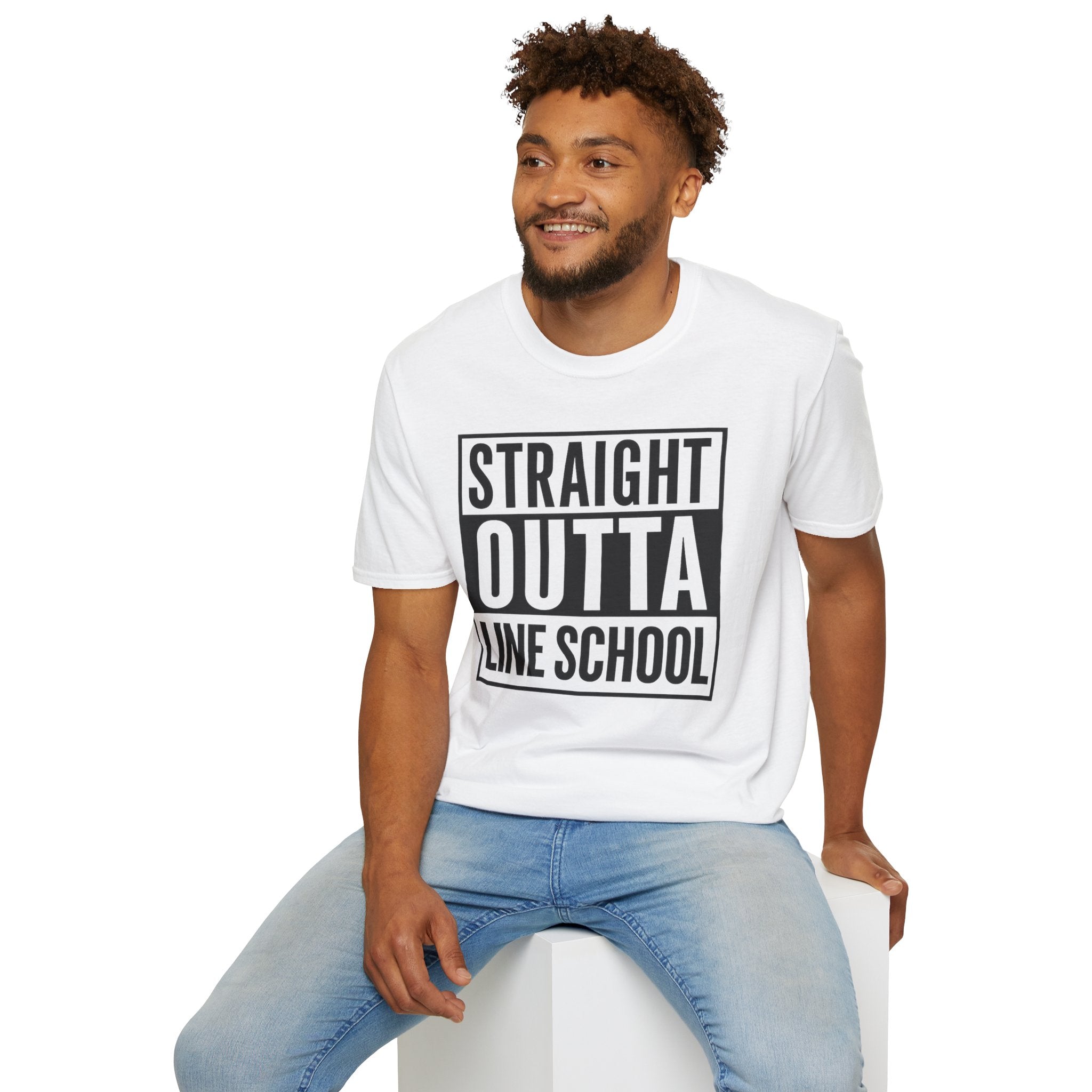 Perfect Lineman Gift-Funny Graduation T-Shirt Straight Outta Line School Tee Casual Unisex Humor Shirt