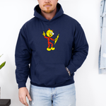 Reddy Kilowatt hoodie in navy on model