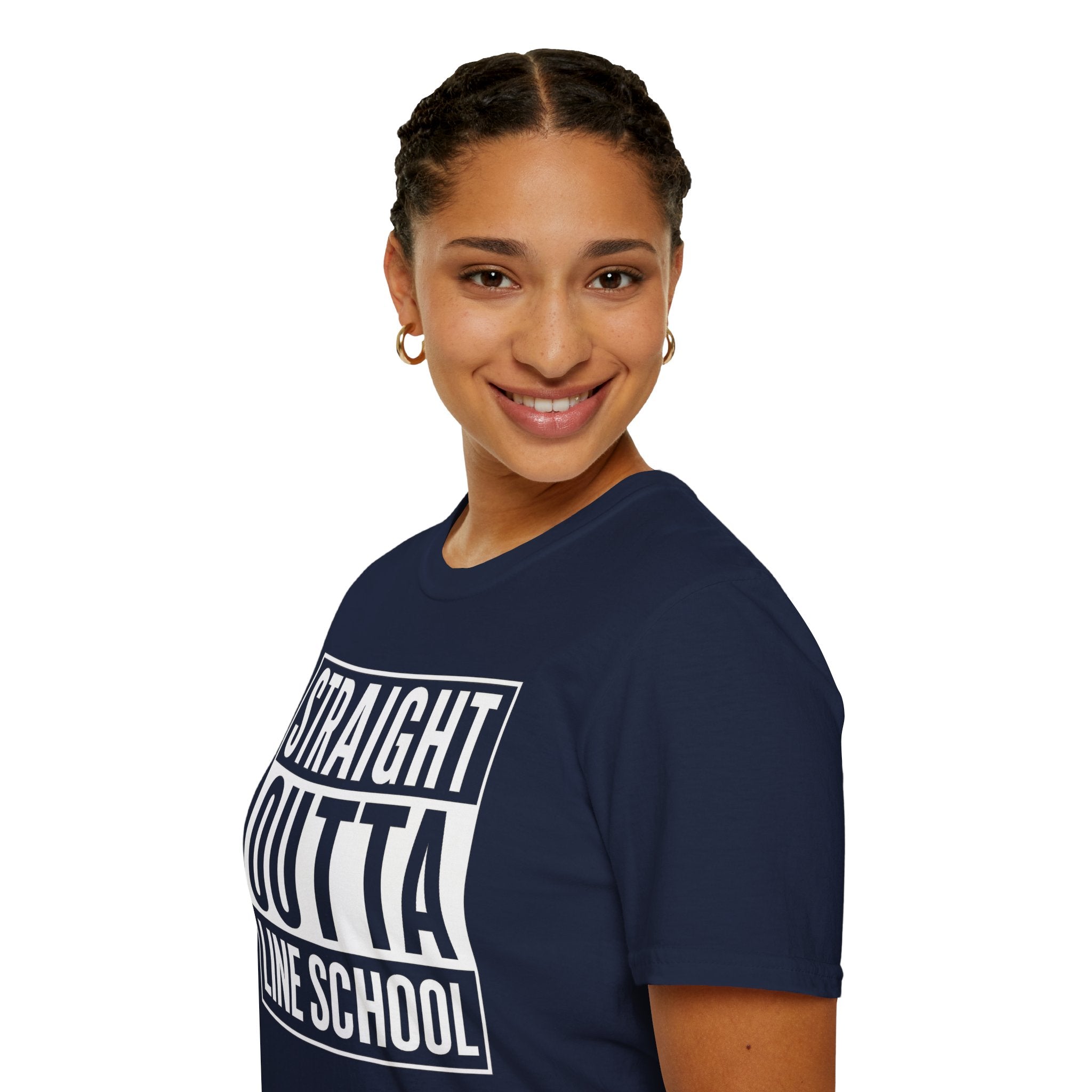 Straight Outta Line School T-Shirt in Military Green shirt color