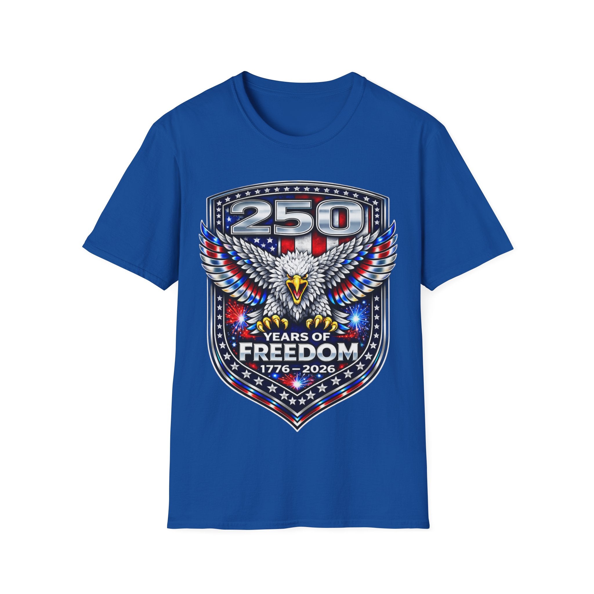 America 250 Shirt, Semiquincentennial 250th Anniversary Fourth of July USA Flag Patriotic Eagle Cotton
