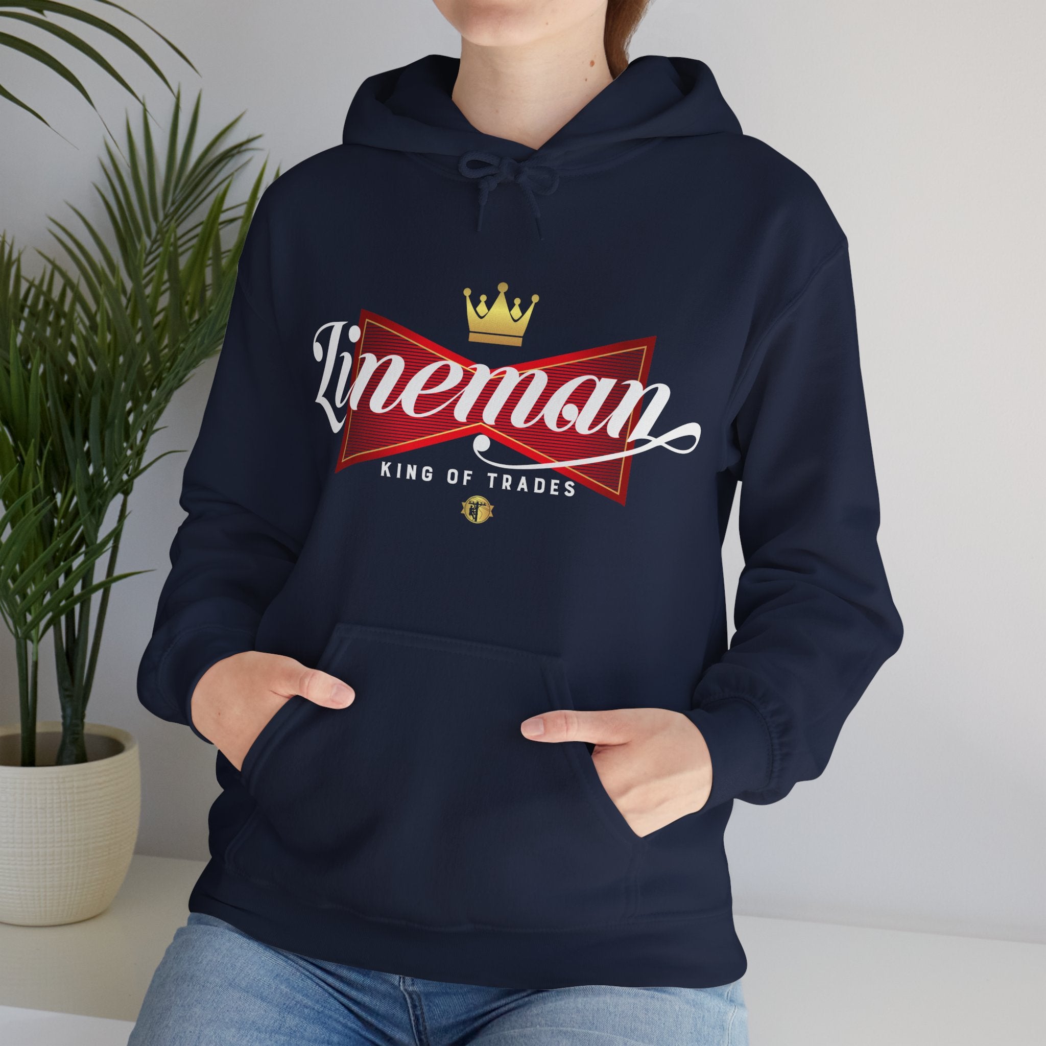 Lineman King of Trades Hoodie in Military Green shirt color
