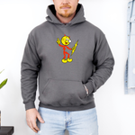 Reddy Kilowatt hoodie in charcoal on model