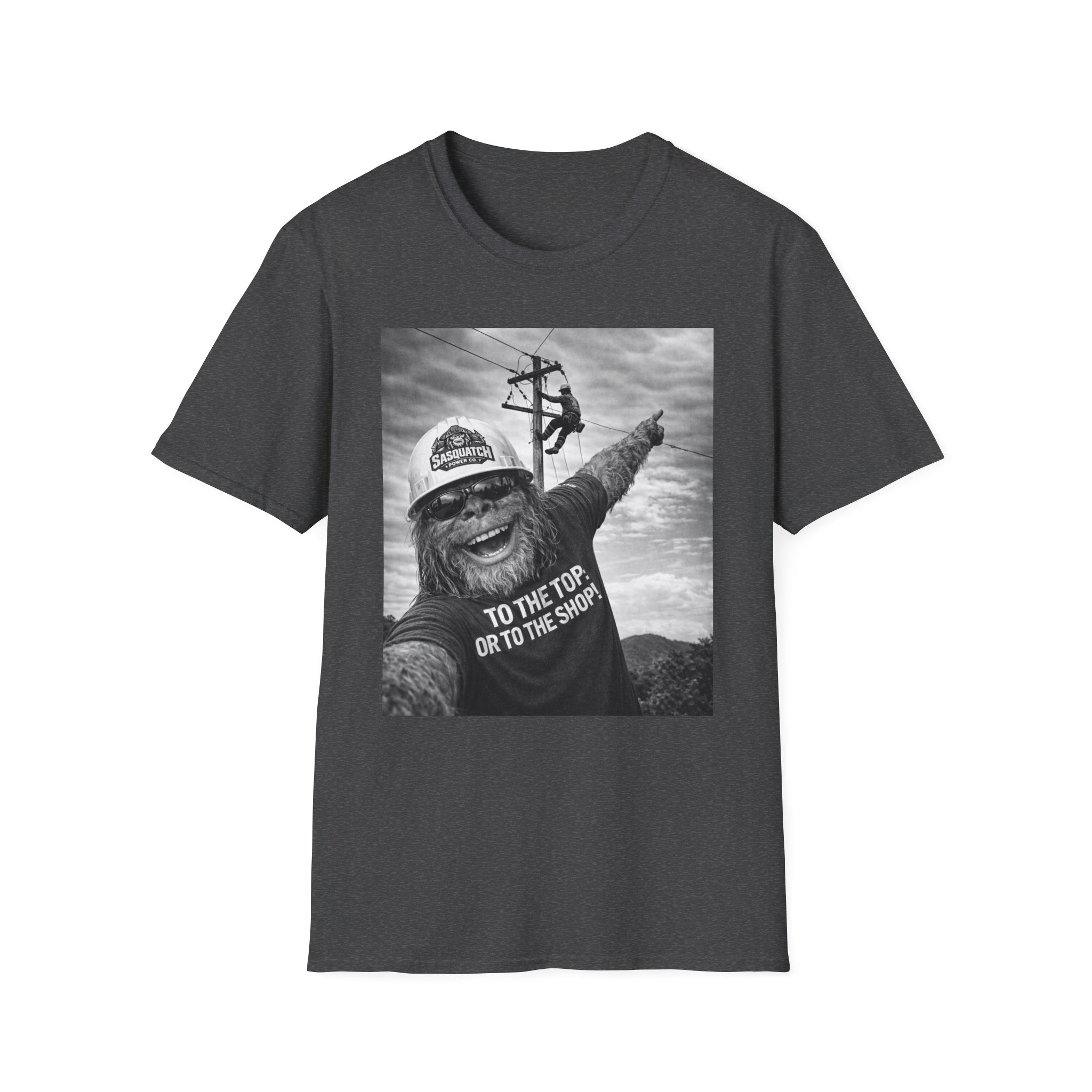 Funny Lineman Sasquatch Selfie Shirt - To The Top Or To The Shop