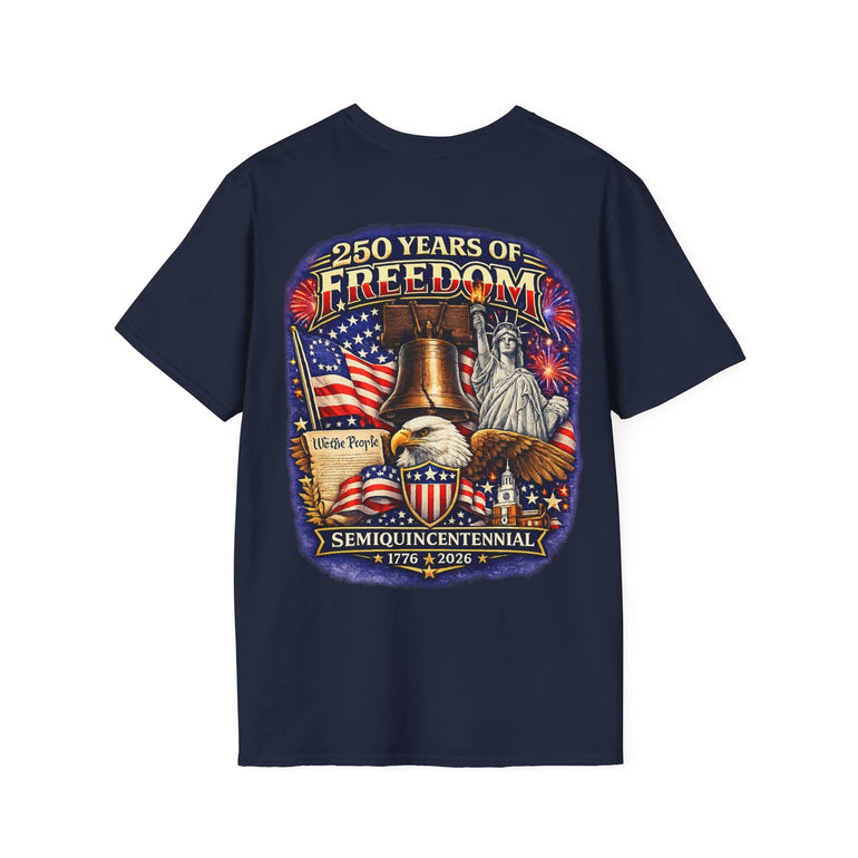 250 Years of Freedom T-Shirt – 1776–2026 Patriotic We The People Tee in Sport Grey shirt color