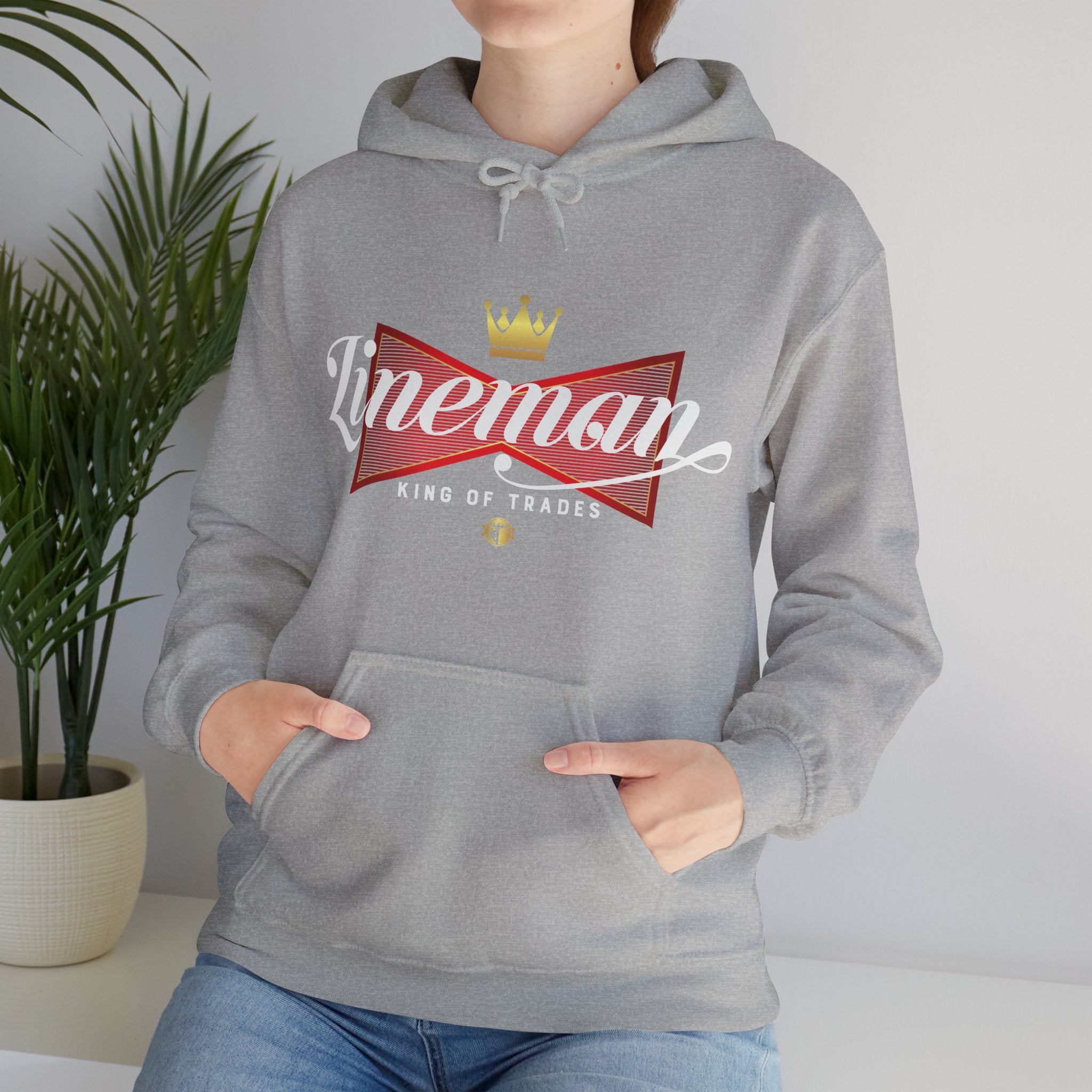 Lineman King of Trades Hoodie in Black shirt color