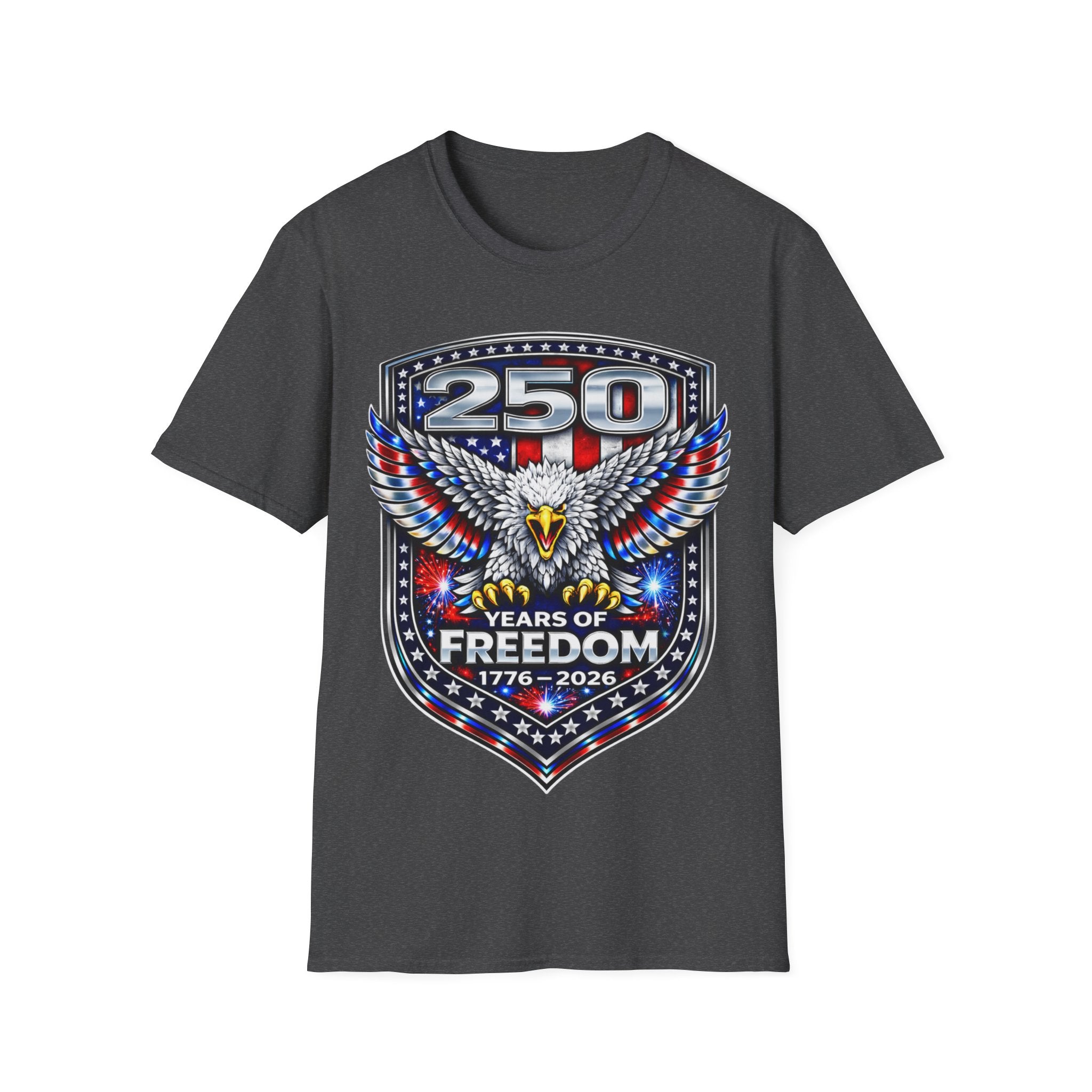 America 250 Shirt, Semiquincentennial 250th Anniversary Fourth of July USA Flag Patriotic Eagle Cotton