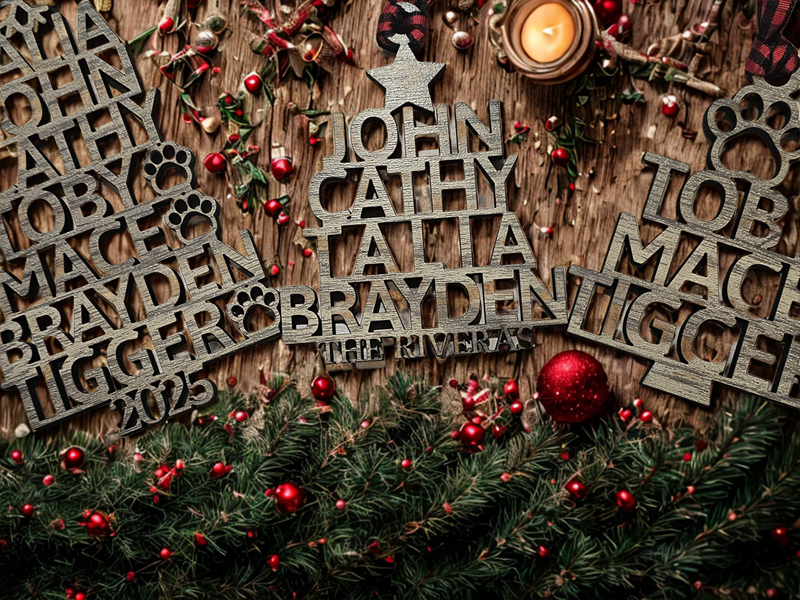 Custom Family Name Ornament Personalized Tree Decor