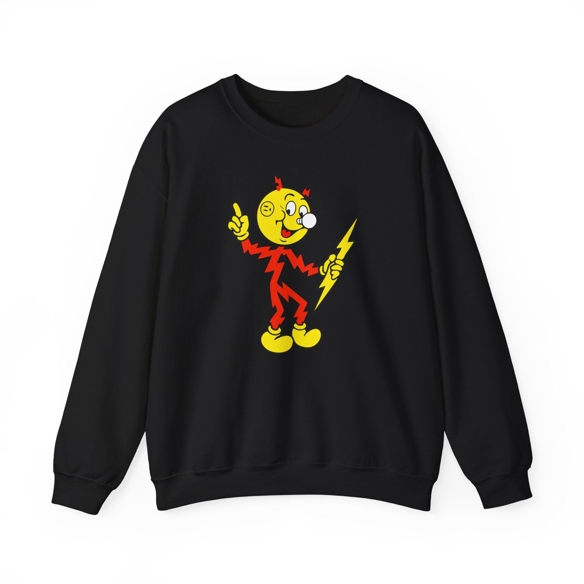 Black Reddy Kilowatt crewneck sweatshirt front view