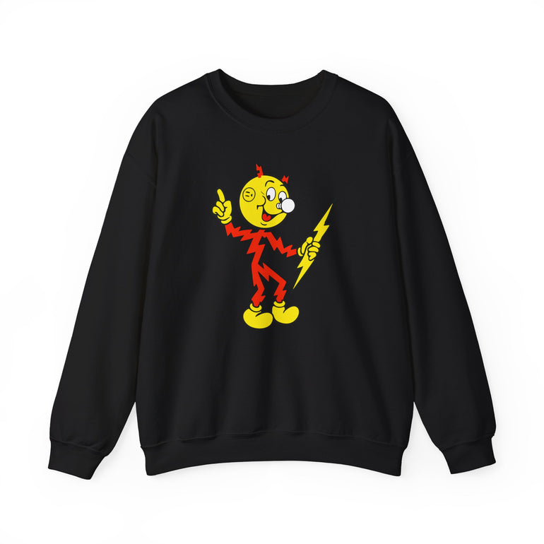 Black Reddy Kilowatt crewneck sweatshirt front view