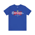 Lineman King of Trades Tee in True Royal shirt color
