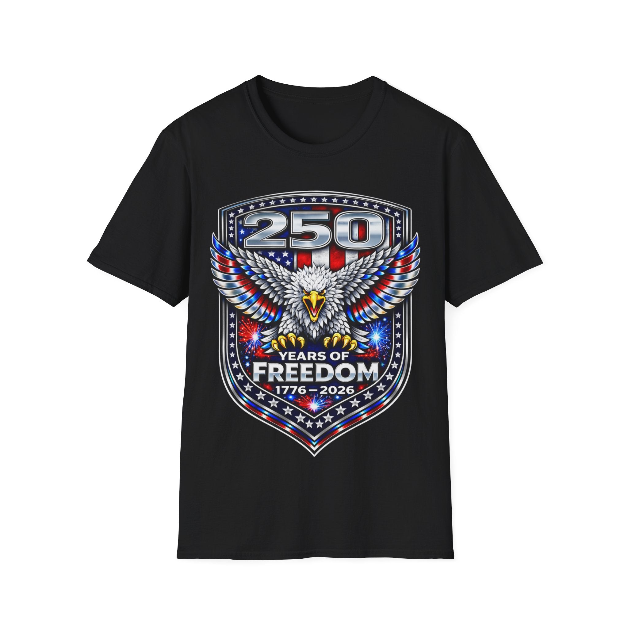 America 250 Shirt, Semiquincentennial 250th Anniversary Fourth of July USA Flag Patriotic Eagle Cotton