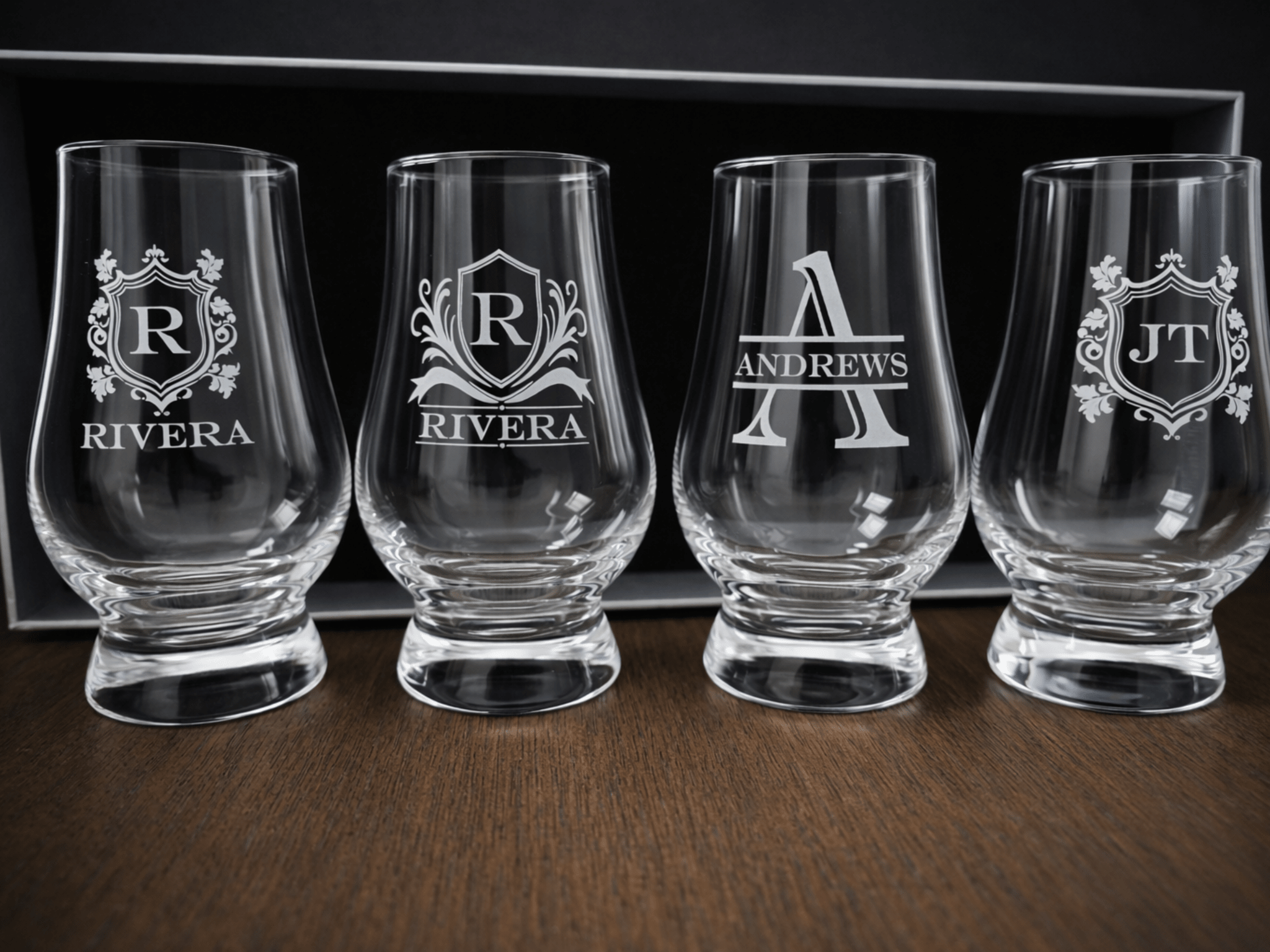 Personalized Whiskey Glasses Engraved Glencairn Set