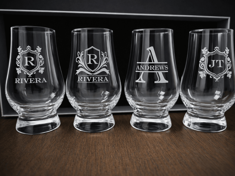 Personalized Whiskey Glasses Engraved Glencairn Set