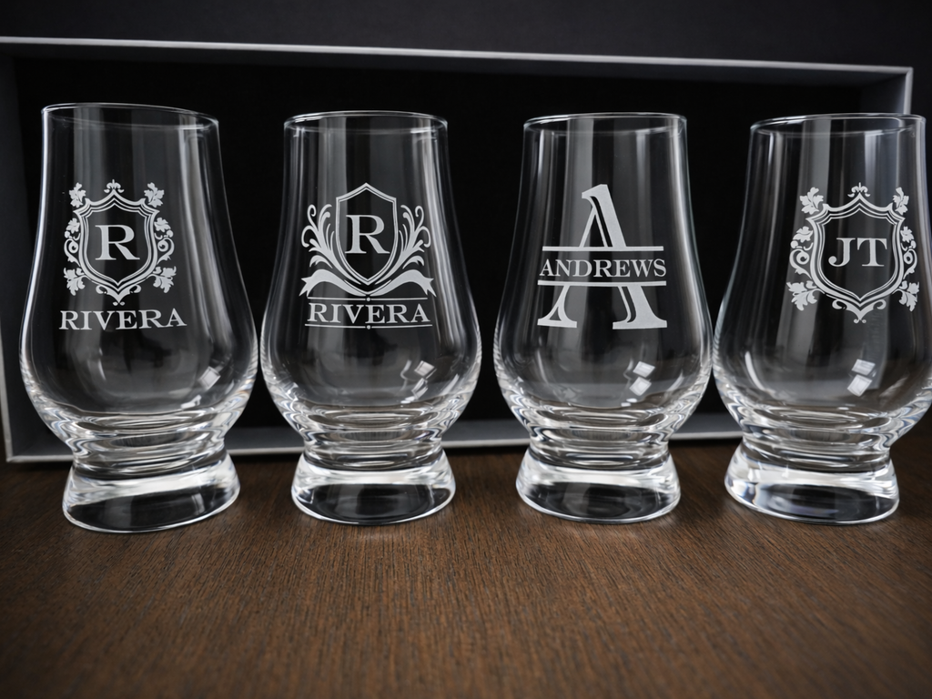 Personalized Whiskey Glasses Engraved Glencairn Set