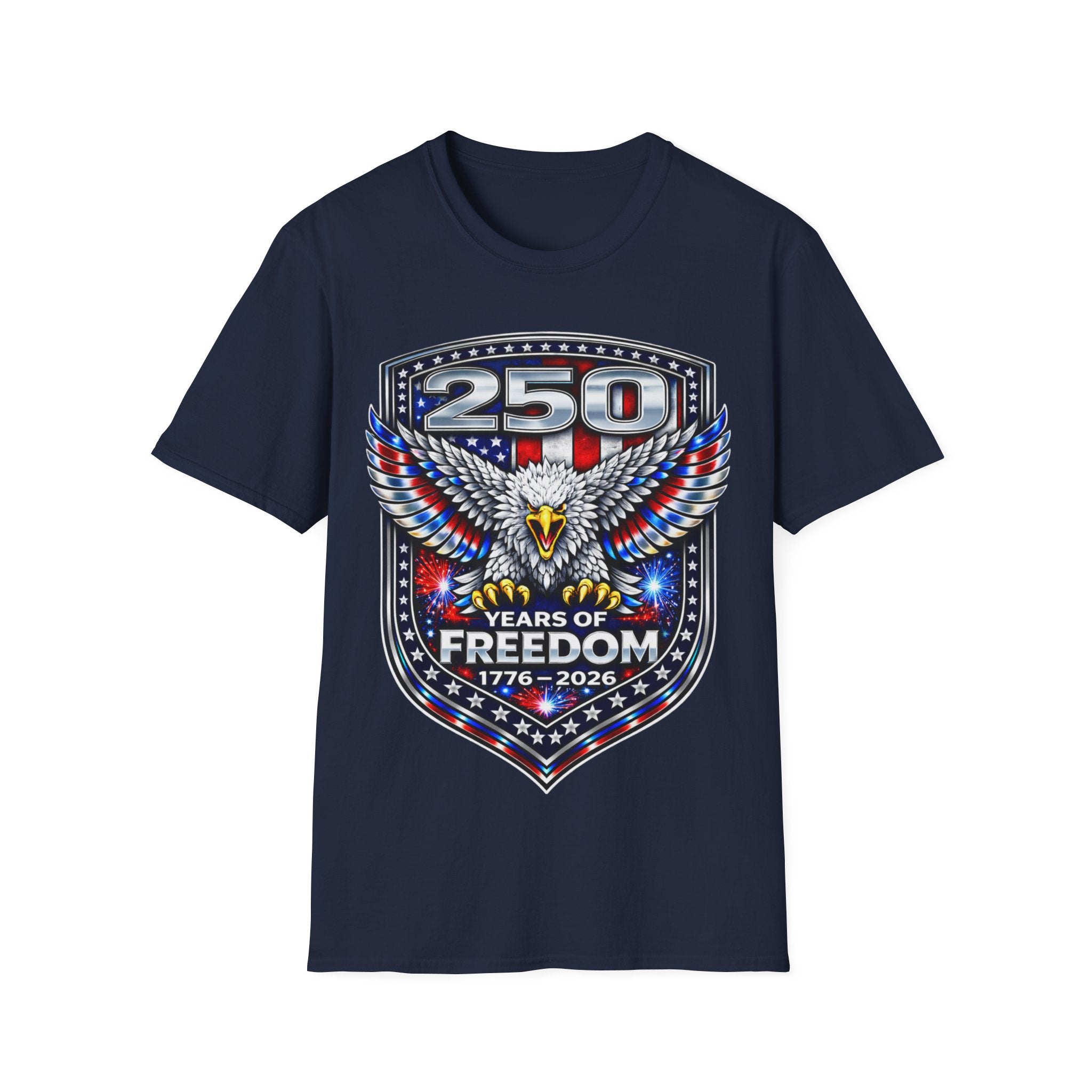 America 250 Shirt, Semiquincentennial 250th Anniversary Fourth of July USA Flag Patriotic Eagle Cotton