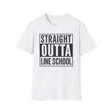 Straight Outta Line School T-Shirt in White shirt color