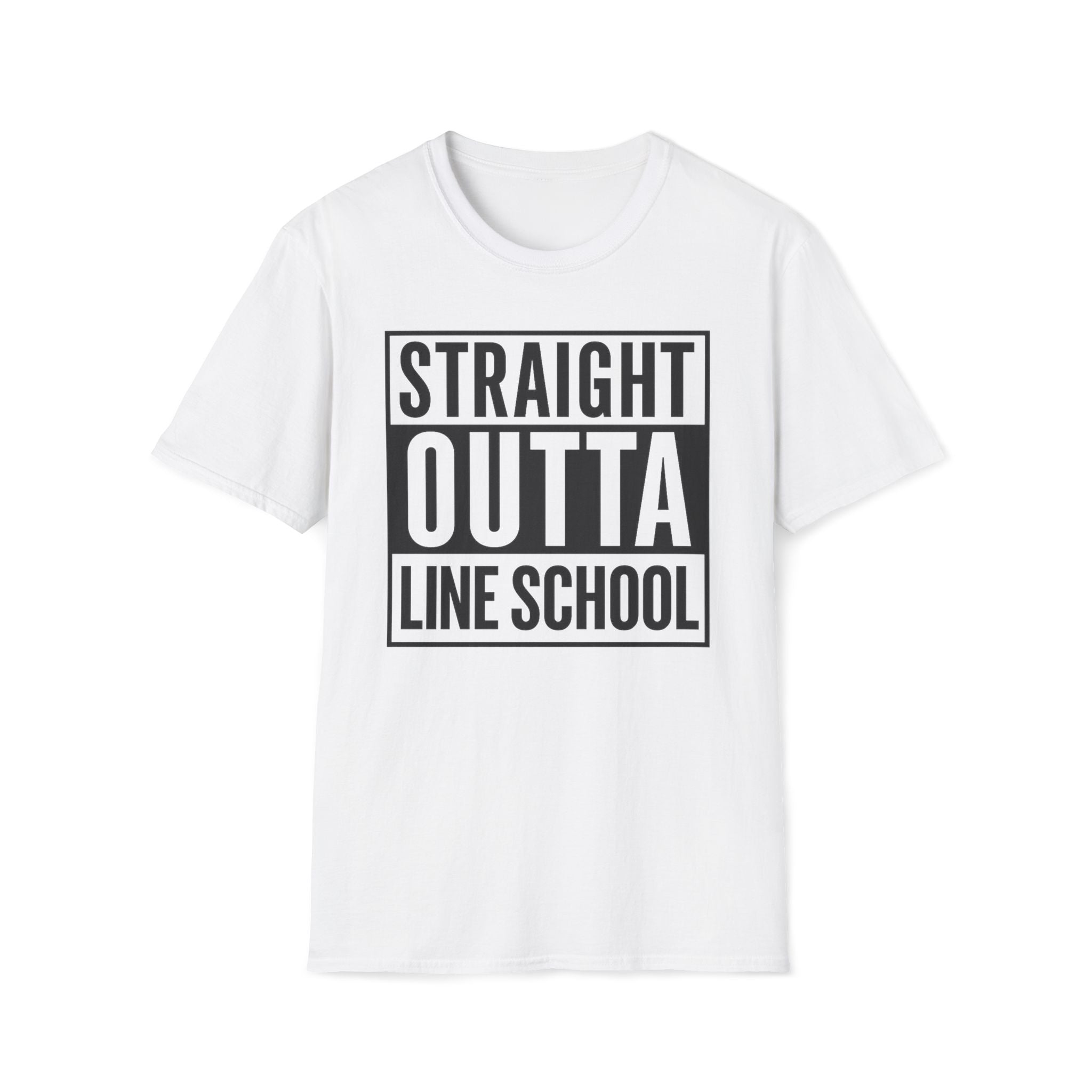 Straight Outta Line School T-Shirt in White shirt color