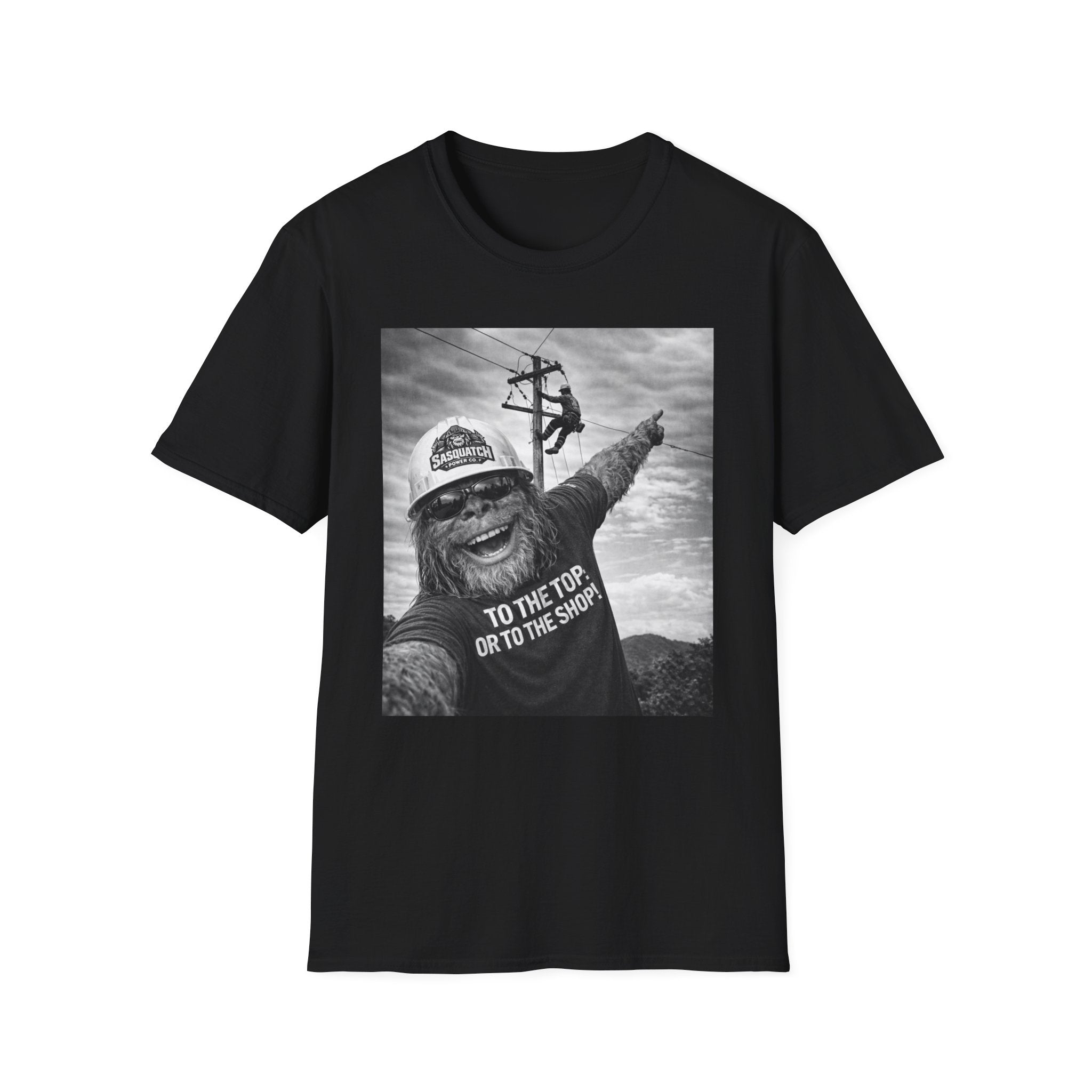 Funny Lineman Sasquatch Selfie Shirt - To The Top Or To The Shop