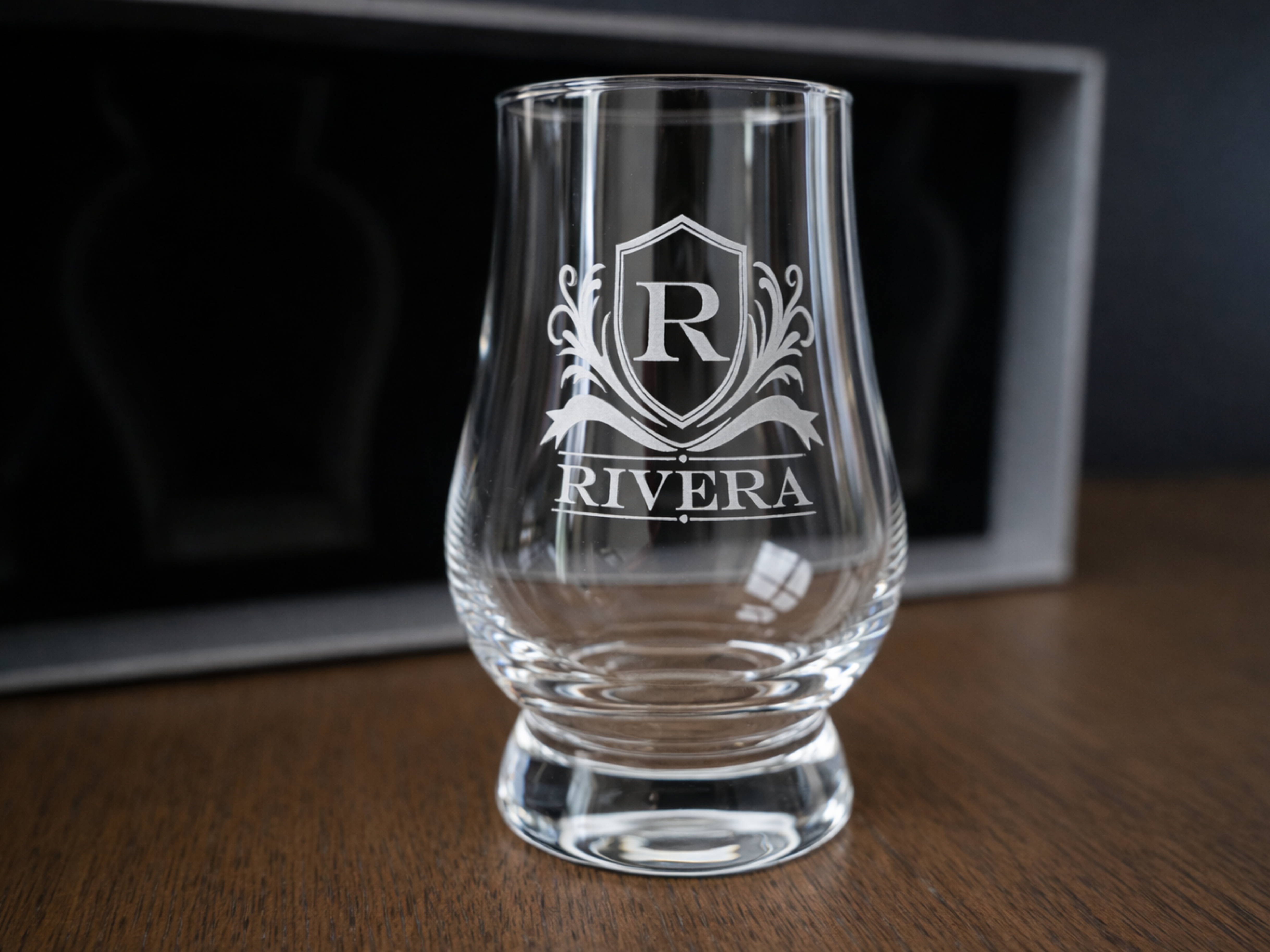 Personalized Whiskey Glass Set – Engraved Glencairn Style Glasses barware product view