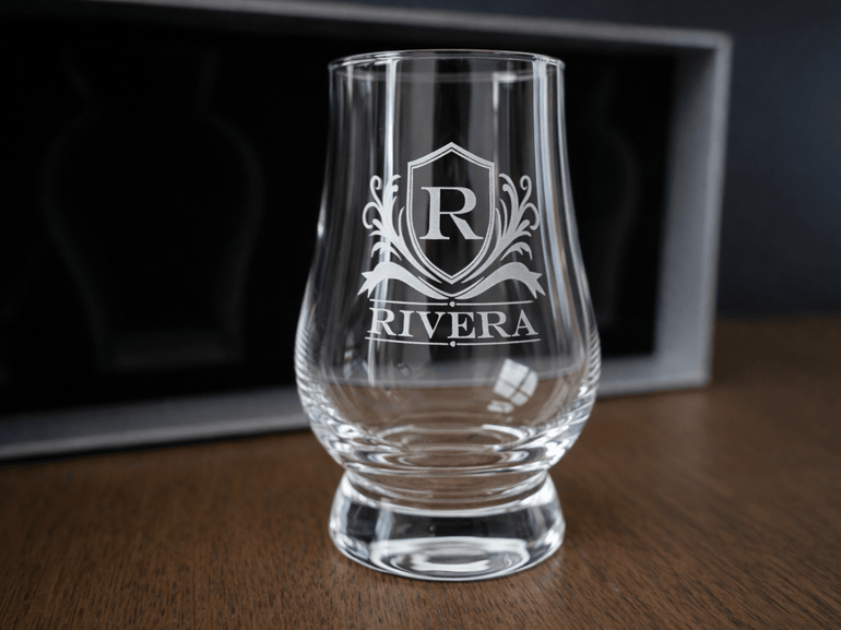 Personalized Whiskey Glass Set – Engraved Glencairn Style Glasses barware product view