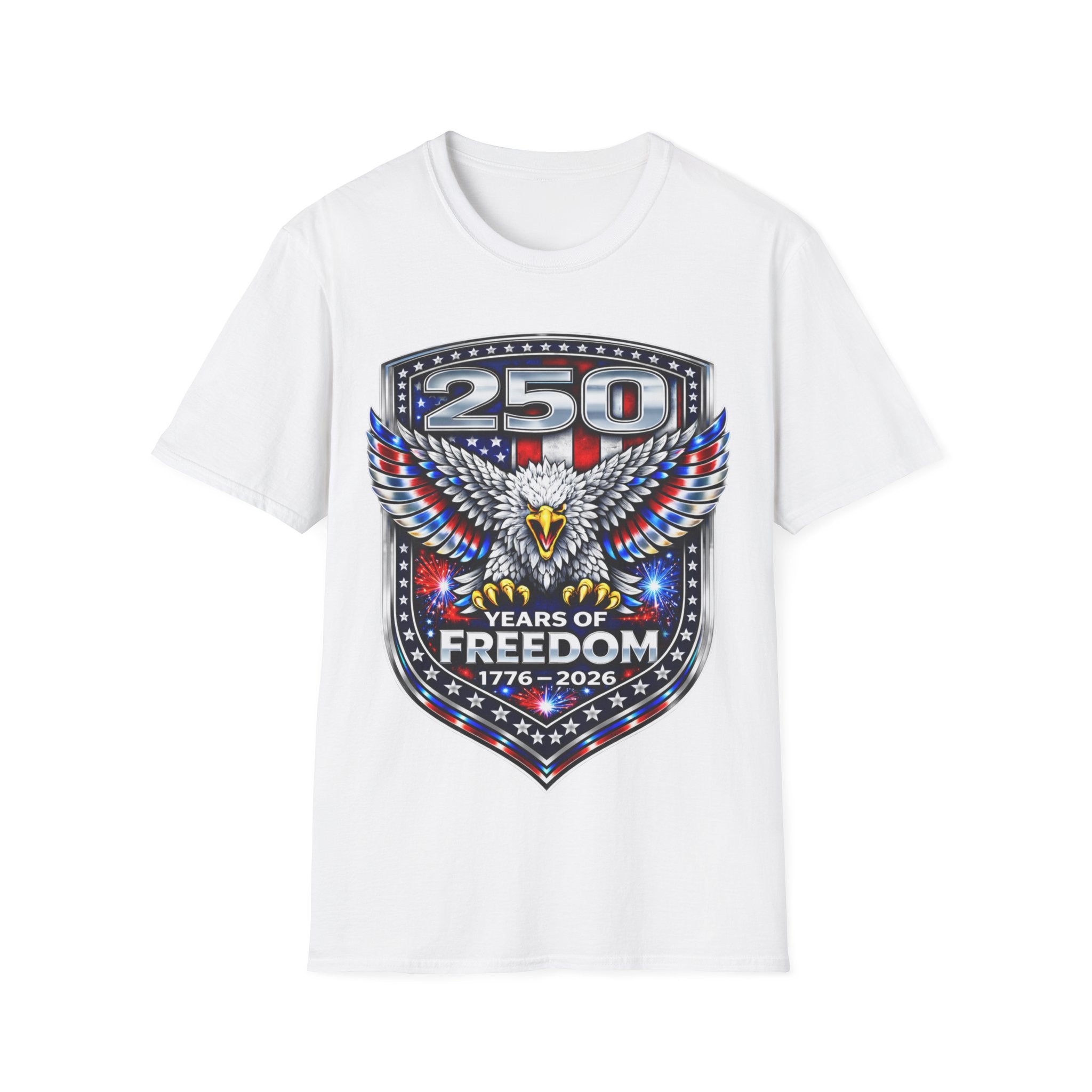 America 250 Shirt, Semiquincentennial 250th Anniversary Fourth of July USA Flag Patriotic Eagle Cotton