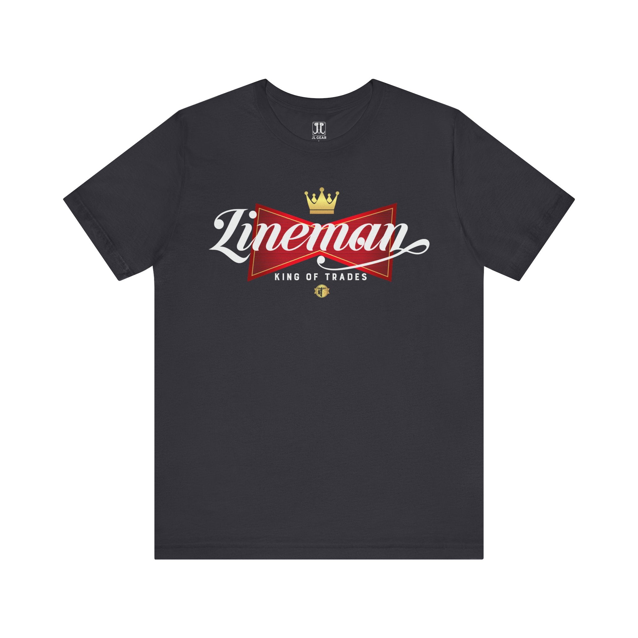 Lineman King of Trades Tee in Black shirt color