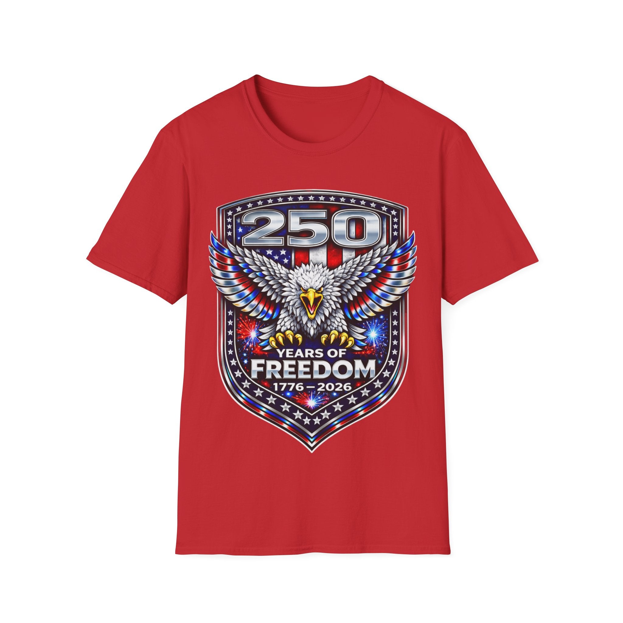 America 250 Shirt – Patriotic Eagle USA Flag Tee in Dark Heather shirt color