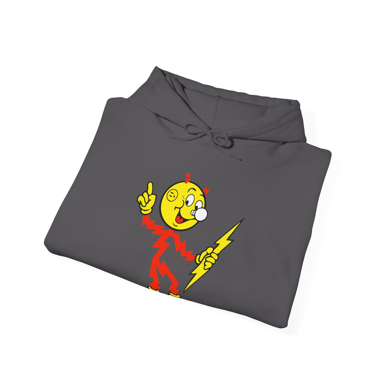 Charcoal Reddy Kilowatt hoodie folded view