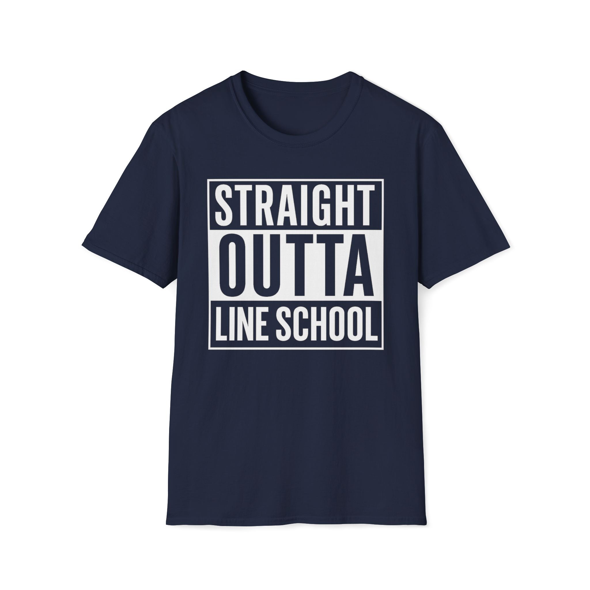 Straight Outta Line School T-Shirt in Military Green shirt color